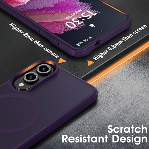 Image of Oterkin Magnetic for Samsung Galaxy S25 Edge Case Matte, S25 Edge Phone Case Compatible with MagSafe Frosted Translucent Shockproof Anti-Scratch Slim Fit Case Military Grade Protection (Dark Purple)