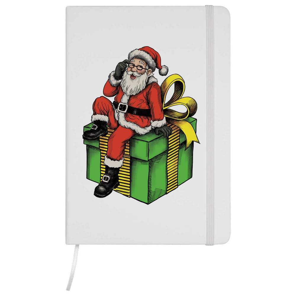 Azeeda 'Santa on Christmas Gift' Ruled Notebook - White, A5 (NB00100469)
