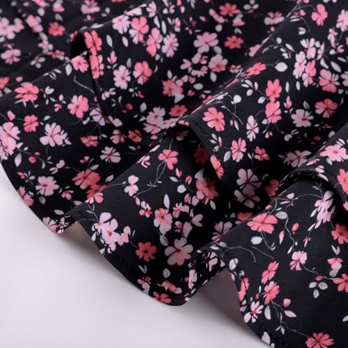 Women's Floral Maxi Skirts High Waist Summer Boho Flowy Ruffle Long Skirt with Pockets Black Blush Floral S — view 2