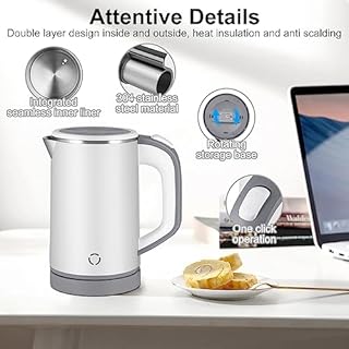 Towwoo 800ML Reisewasserkocher Klein, 600W 5 Minuten Schnelles Kochen Mini Edelstahl Wasserkocher, Überhitzungsschutz Leise Reise Mini Wasserkocher Elektrischer Kettle für Tee Kaffee Babymilch (Weiß)