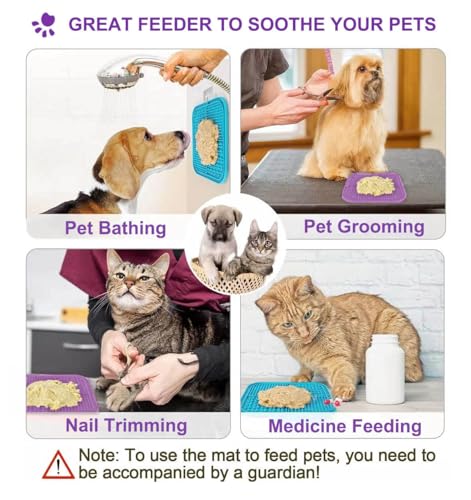 Azyh 2 Alfombrillas para Lamer Perros y Gatos con Ventosas 20X20cm, Alimentador Lento para Aliviar la Ansiedad, Juguetes, Tapete de Alimentación para Mantequilla, Yogur, Maní - imagen 5