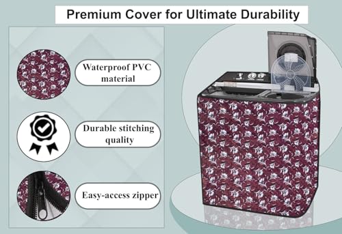 Image of Stylista Washing Machine Cover Compatible for Godrej 8.5 KG Semi-Automatic Top Loading WSEDGEDIGI855.0PB2MGPGR, Floral Pattern Magenta