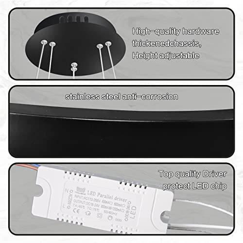 Bytyo Modern Led Chandelier 43W 2 Ring Chandelier Fixtures With Remote Control - Dimmable Led Adjustable Chandelier For Bathroom Bedroom Hallway Staircase Bar Kitchen Restaurant Lights #TOP5