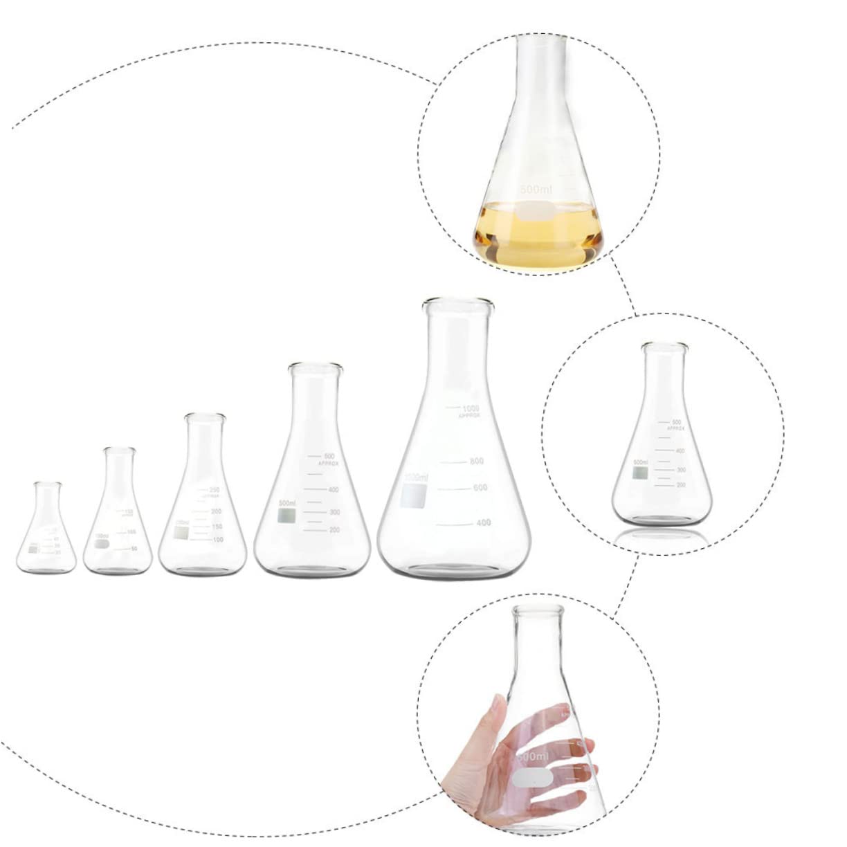 5pezzi Conici Vetro Borosilicato Ad Triangolari Capacità Pratici Per e