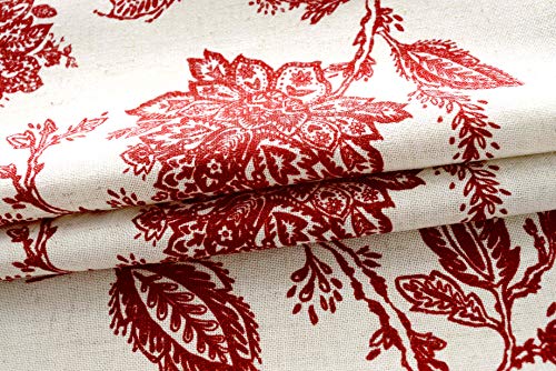 Driftaway Freda Jacobean Floral Linen Blend Blackout Thermal Insulated Energy Saving Privacy Window Linen Curtain Valance Rod Pocket 2 Layers Single 52 Inch By 18 Inch Plus 2 Inch Header Red Beige #TOP2