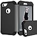LONTECT Hybrid Heavy Duty Shockproof Full-Body Protective Case with Dual Layer Hard PC+ Soft Silicone Impact Protection for Apple iPhone 7, New Black