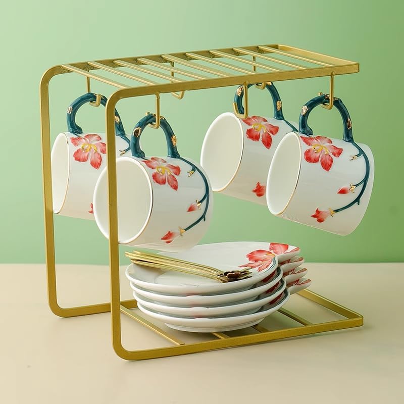 Floral Ceramic Coffee Cup Set Women’s Afternoon Tea Set-Color4