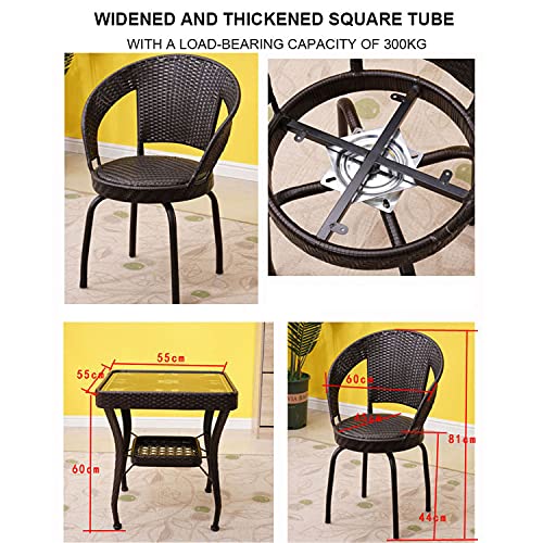 Zjdu Outdoor All-Weather Wicker Furniture, 3-Piece Patio Conversation Bistro Set, W/ 2 Wide Ergonomic Chairs, Cushions, Glass Top Side Table -Patio Furniture Rattan Chair,Yellow #TOP5