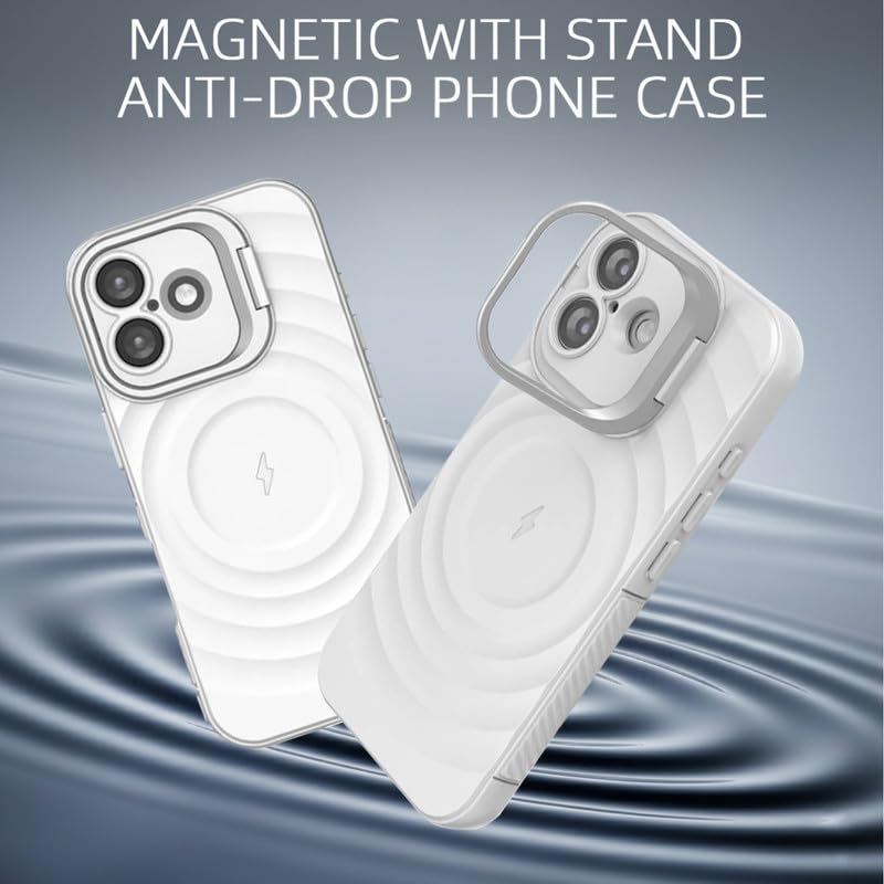 Image of LuxuryKase Shockproof Case for iPhone 17 | Ripple Pattern | Camera Protection | Inner Velvet Fabric Lining | Protective Cover with Enhanced Grip & Wireless Charging Support - White