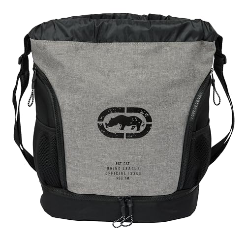ECKO UNLTD. RHINO - Mochila Saco, Mochila, Ideal para Niños de Diferentes Edades, Cómoda y Versátil, Calidad y Resistencia, 34x15x43 cm, Color Gris/Negro