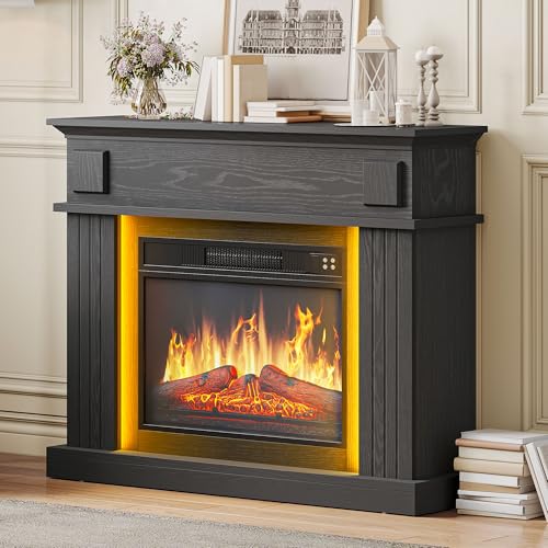 YITAHOME Elektrokamin, 23inch Realistischer 3D Flammeneffekt Erwärmungsfreistehender Elektrischer Kamin mit Timer und 24-Farb-LED-Lichtband und Fernbedienung YITAHOME Elektrokamin, 23inch Realistischer 3D Flammeneffekt Erwärmungsfreistehender Elektrischer Kamin mit Timer und 24-Farb-LED-Lichtband und Fernbedienung