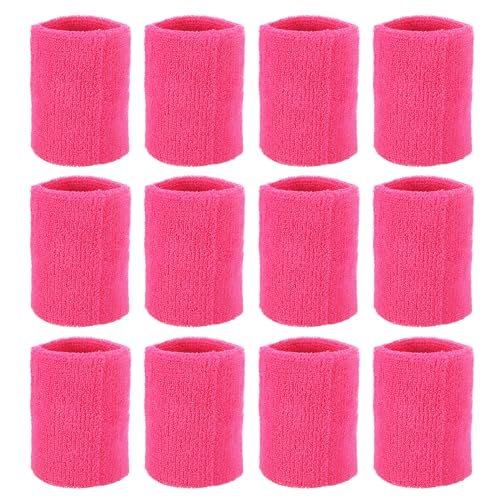 Bandeaux de sport 8x8cm en coton rose pour tennis et running x12