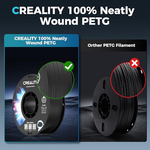 Creality PETG Filament 1,75 3D-Druckerfilament:Hervorragende Zähigkeit Hohe Präzision Maßgenauigkeit +/- 0,02 mm, 1kg-Spule (2,2 lbs),Passend für Die Meisten FDM 3D Drucker,PETG Schwarz – Bild 3
