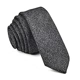 VOBOOM Mens Necktie Skinny Tweed Pattern Woolen Neck Tie (06 Black)