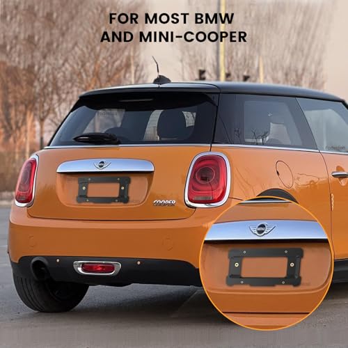Podestaa Rear License Plate Frame Bracket Holder Mount for 2005-2023 BMW 1/2/ 3/5 / 6/ X Series, 328i 323i 528i M3, 2002-2019 Mini Cooper 51187160607 511882380615 51188238061 Screws