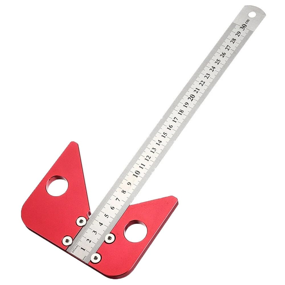 Aundhegrtt As Shown Aluminum Alloy For Measuring Tool- Carpentry Center Line Ruler 300Mm With Integrated Square And Line Gauge Center Finder