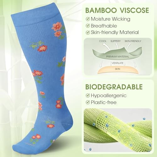 Image of LEVSOX Wide Calf Compression Socks for Women&Men Plus Size 15-20mmHg Knee High Large Support Stockings for Circulation