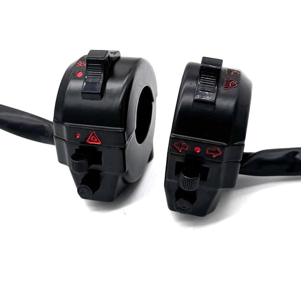 22mm Motorcycle Handlebar Left and Right Electric Start Control Switch Assembly with Horn Turn and Headlight Controls Compatible with XL XR 250 400 600 Models(1 Pair)