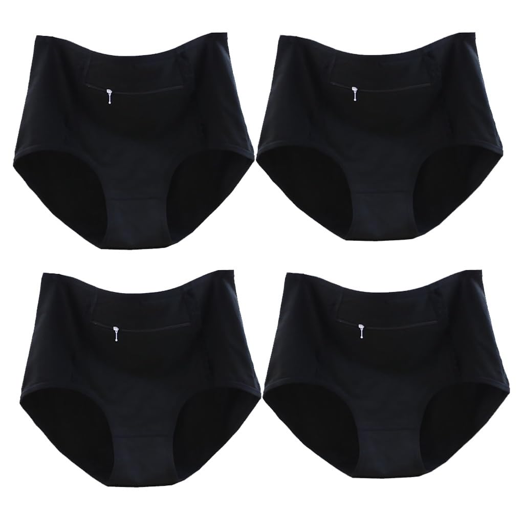 LaseVe Mujeres Secreto Bolsillo Oculto Bragas Sin Costuras Bikini Bolsa de Viaje Ropa Interior Cómodo Calzoncillos Pack 3/4 Calzoncillos
