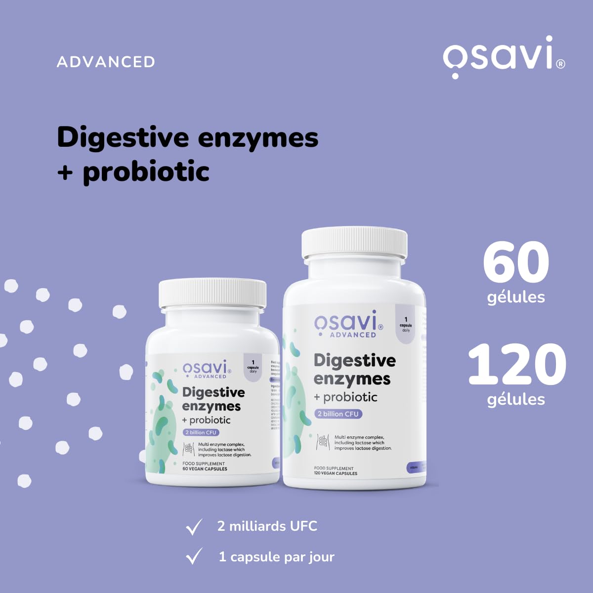 Osavi Enzymes Digestives + Probiotique – 120 Gélules Végétales | DigeZyme® + LactoSpore® | 7 enzymes digestives avec papaïne & bromélaïne | Ingrédients validés cliniquement | Clean Label