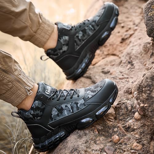 Image of Nutropa Steel Toe Shoes for Men & Women, Super Lightweight Work and Safety Shoes Indestructible Construction Work Sneakers,Black 11.5 Women /10 Men