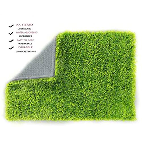 Image of Anti Skid Doormats for Home and Office Entrance Living Room and Bathroom Mats | Entrance Door Mats for Home and Office Entryway. (Solid Green, 20x32)