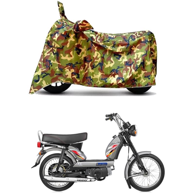 Image of Waterproof 100% PVC Coated Bike Scooty Two Wheeler Body Cover Compatible for TVS XL100 Heavy Duty /UV-Rays /Heat Protection /Birds Dropping /Scratchproof /Dust Proof [6X6 Jungle Print]