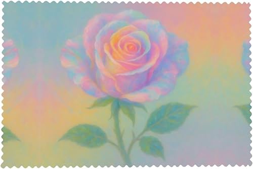 Miniatura 8 de Rectangular Placemats Set of 4, Heat Resistant Colorful Rose Printed Kitchen Dining Table Mats