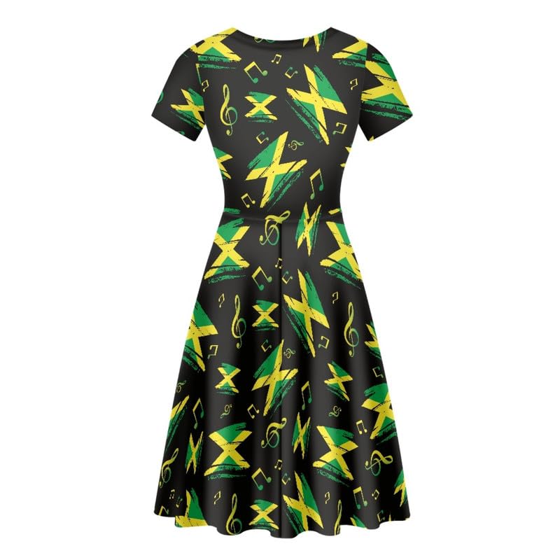 Image of Irisjudy T Shirt Dress for Women Short Sleeve Girls Short Sleeve Dress Plus Size, O Neck Knee Length Midi Dress for Ladies