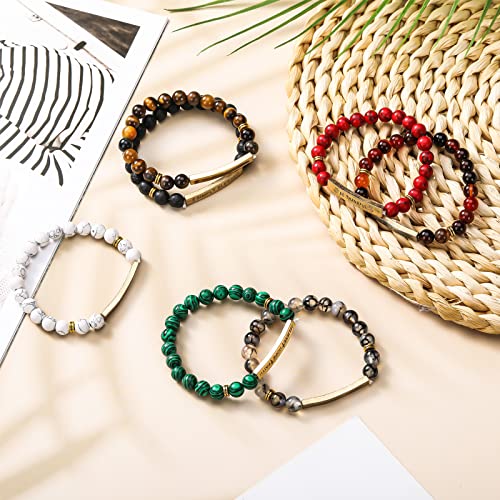 8 Pcs Christian Bracelets Bible Verse Jewelry Religious Gift For Women Men Prayer Beaded Bracelet Inspirational Cuff Natural Tiger Eye Healing Lava Rock Stone Stretch Strand Bangle #TOP4