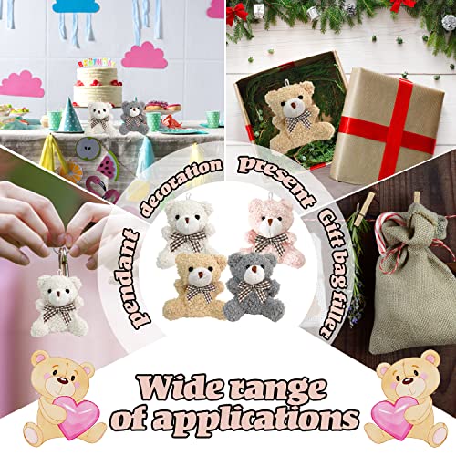 16 Packs Plush Bears Keychain,Cute Mini Bear Toy Keyring Pendant,Soft Teddy Bear Backpack Charms For Diy Keychain Craft Birthday Gifts Party Favors Supplies #TOP4
