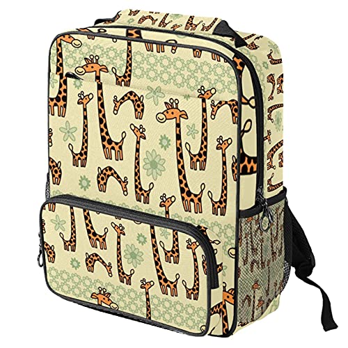 Sac à dos décontracté ordinateur fille homme motif girafe tendance