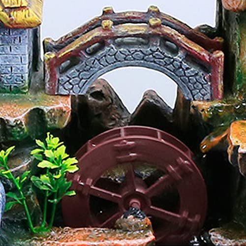 Tabletop Water Fountains Home Office Desktop Waterfall Rockery Water Fountain with Fake Plants Feng Shui Decor for Good Luck Wealth (Type 6)