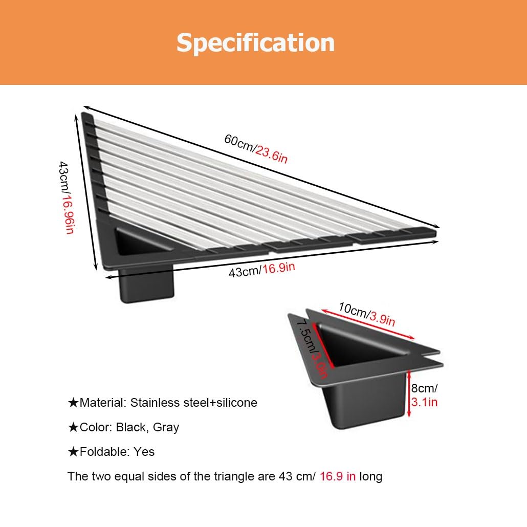 Paquete de 2 escurridores Triangulares Plegables para Fregadero, Alfombrilla Antideslizante Multiusos para escurrir Platos en la Cocina.