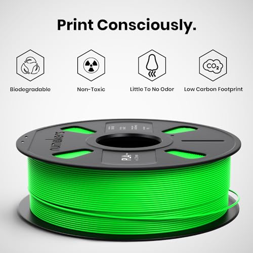Image of NUMAKERS PLA+ 3D Printer Filament, 1.75mm, Dimensional Accuracy + /- 0.03 mm, 1 kg Spool (2.2 lbs), Compatible with Most FDM Printers (Fluorescent Green)