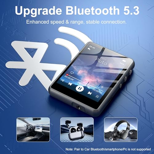 Image of SWOFY 128GB MP3 Player with Bluetooth 5.4, M4 Music Player with 2.4 inch Touch Screen, Portable HiFi Lossless Sound with FM Radio, E-Book, Voice Recording, for Travel, Gym, Hiking, Sports Running