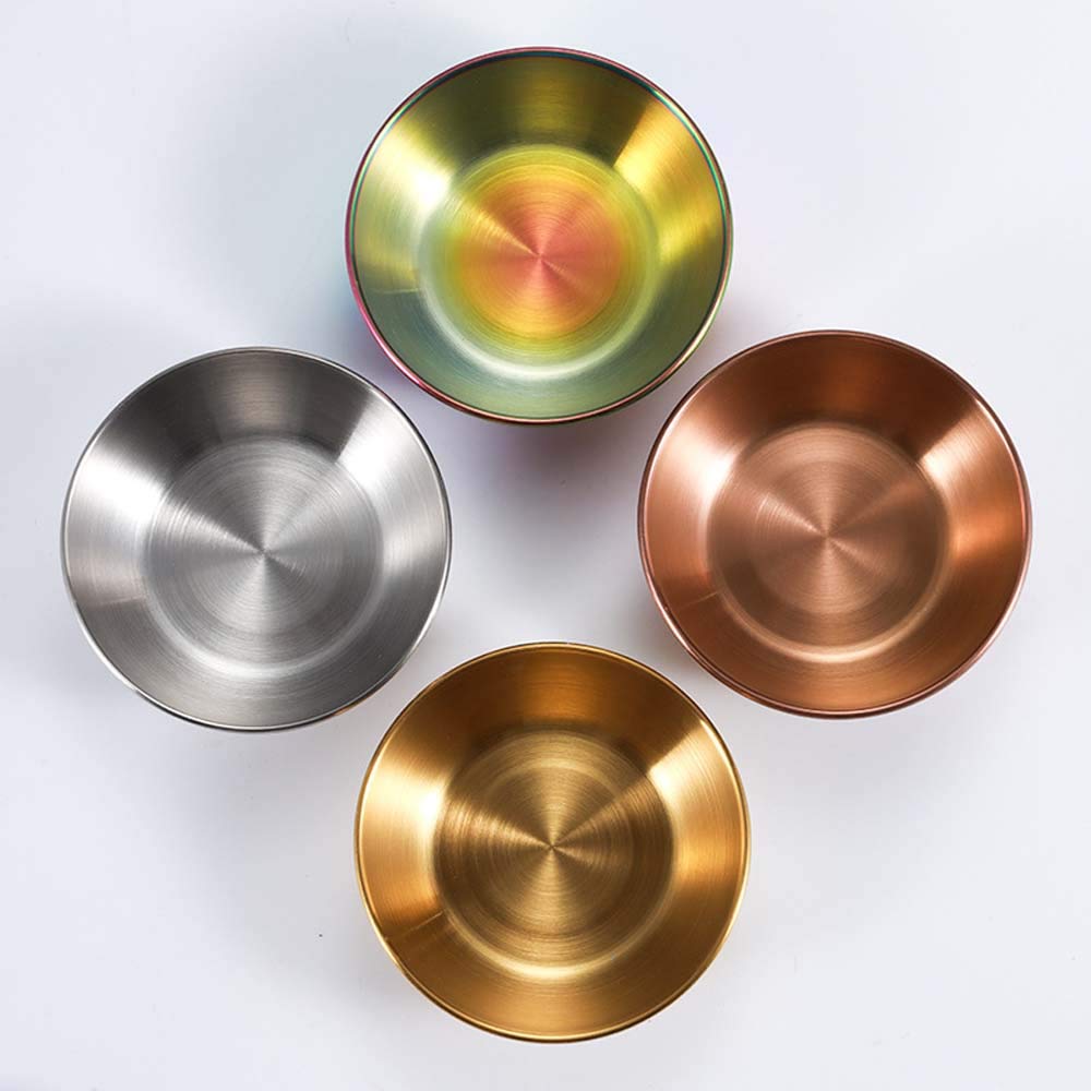 Mini Assiettes Sauce Inox 9cm - Rondes, Brillantes, Multifonctions : Pour Sushis, Condiments, Rangement Clés - Facile à Nettoyer