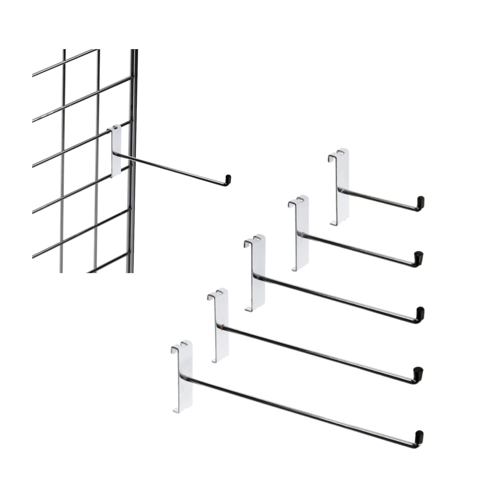 Grid Mesh Hooks Accessory Single Prong Shop Display - Available in 2", 4", 6", 8", 10", and 12" Lengths - Packs of 10, 25, 50, and 100 (50, 4" Inch Single Prong)