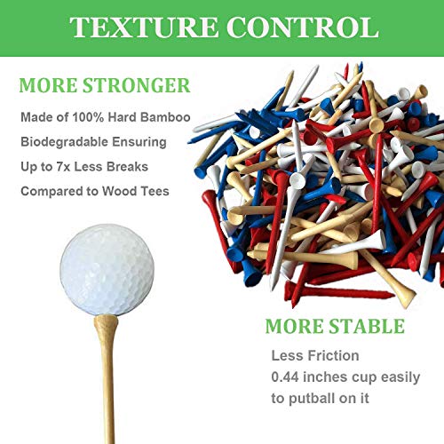 image for FINGER TEN Golf Tees 2 3 4 Inch Wood Bulk 250 500 Count, with Free Del