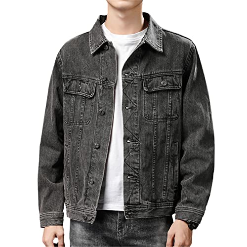 Veste en jean pour homme Kelsiop noir blouson denim stretch taille XXXL automne