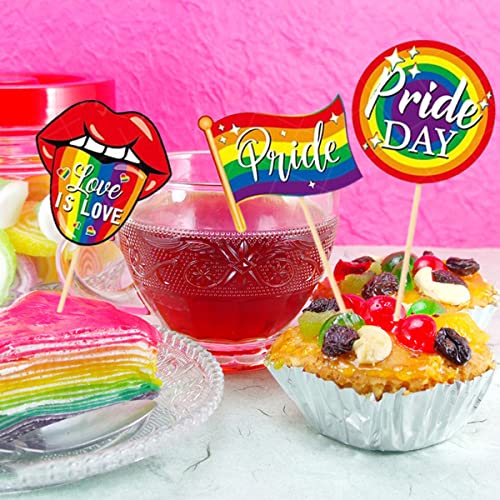 20Pcs Rainbow Cupcake Toppers Pride Month Cupcake Topper Toothpicks Lgbtq Gay Rainbow Cupcake Topper Picks Flag Heart Rainbow Cake Decorations Party Supplies #TOP4