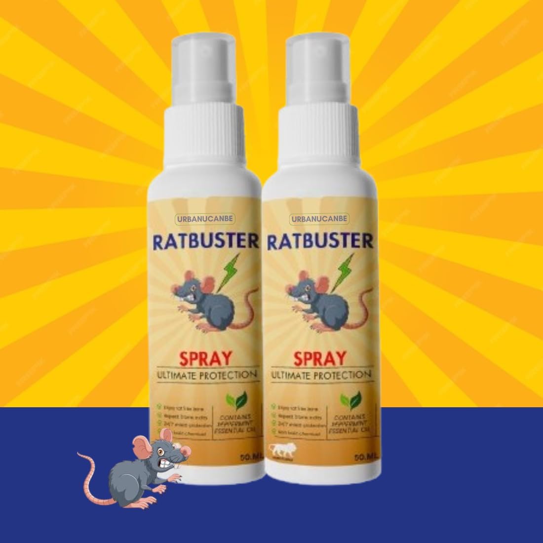 Ratbuster Ultimate Protection Spray, Natural Pest Control, 60 ml, Pack of 2