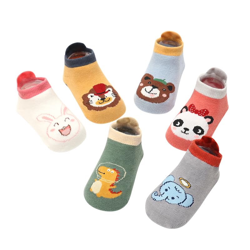 NeVka Fuzzy & Fluffy Toddler Socks Cartoon Design Non-Slip Soles Ultimate Comfort – Cute Styles Pack of 6 Pairs