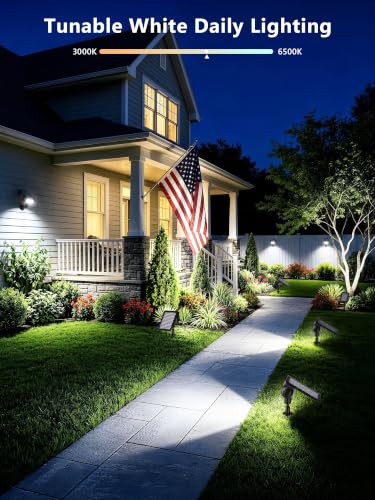 Image of Brizled Smart Solar Spot Lights Outdoor LED Color Changing Landscape Lights | App Control; RGB / Warm / Cool White Solar Uplights & Landscape Spotlight for Halloween Yard Tree Garden House Exterior