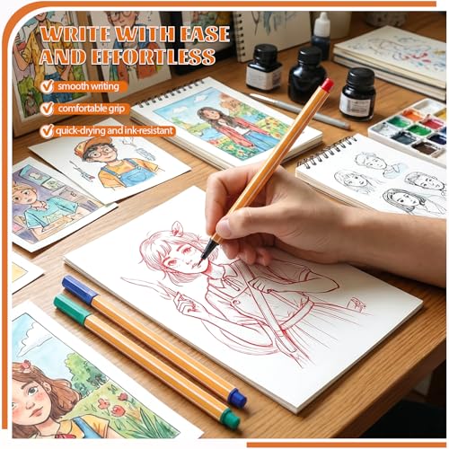 Thboxes 12 Fineliner Bunt, Filzstifte mit 0,4mm Feine Spitze Buntstifte Präzise Schreib Zeichenstifte für Büro Schule Zuhause Stifte Set für Skizzieren Notizen Journaling Drawing