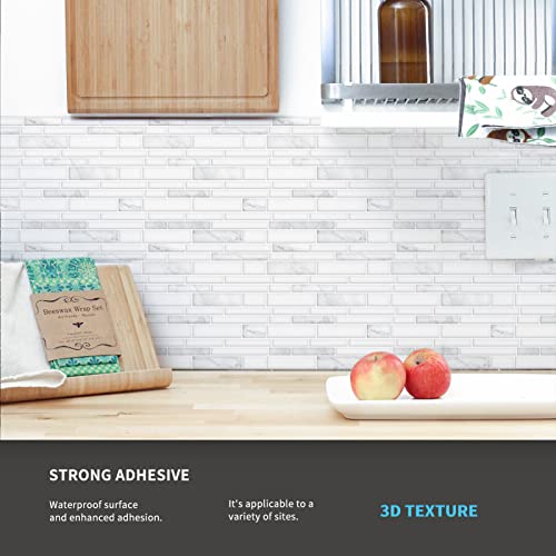 Art3d 10-Sheet Premium Stick On Kitchen Backsplash Tiles, 12"x12" Peel and Stick Self Adhesive Wall Tiles, White Marble Design by Art3d - Image 4