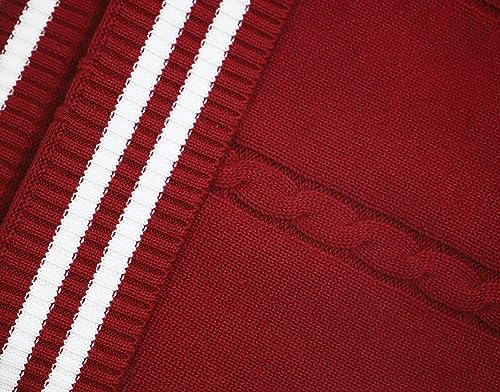 Image of jinghuiyue Women's Stripe Sweater Vest Classic V Neck Cable Knit Vest Sleeveless Pullover Ribbed Tank Tops