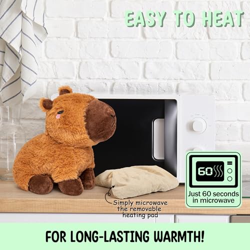 Image of Happy Fuel Capybara Microwavable & Weighted Stuffed Animals -1.5 Lbs Unscented Heating Pad for Period Cramps Pain Relief and Anxiety, Cute Capybara Plush Toys Gifts for Women Girls Adults and Kids