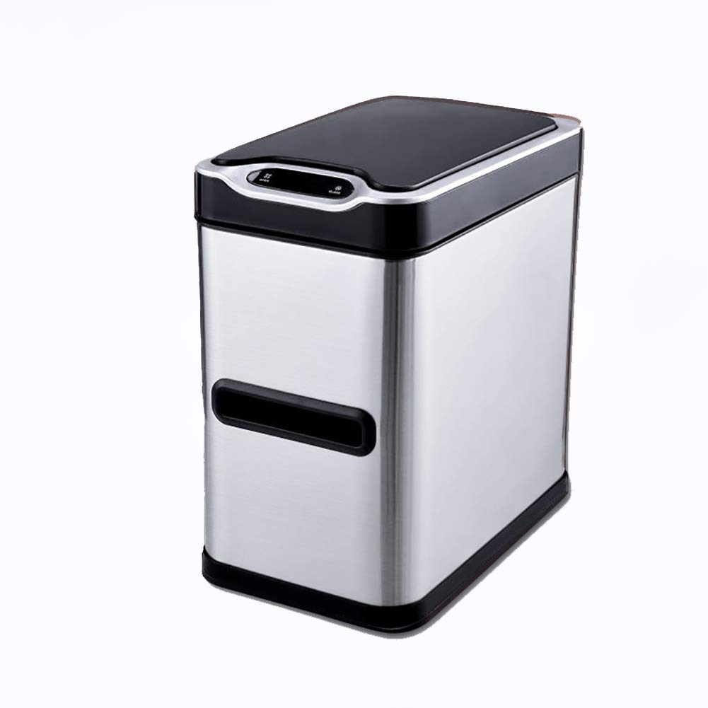 Czujnik ruchu automatyczny kosz na śmieci inteligentny szczelny pojemnik na śmieci ze stali nierdzewnej recykling pojemnik wielofunkcyjny 3 w 1/2 w 1, 7 l pojemnik na śmieci bezdotykowy prostokątny z wewnętrzną beczką