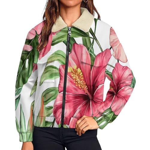 Manteau plantes tropicales en peluche pour vos sorties cocooning en ville